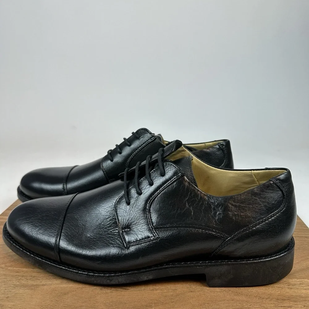 New Mens Belvedere Duke Cap Toe‎ Oxfords Leather Black Dress Shoes Size 11 D